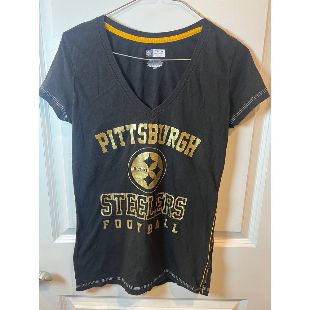 NFL Womens T-Shirt Pittsburgh Steelers Football Graphic Black Large